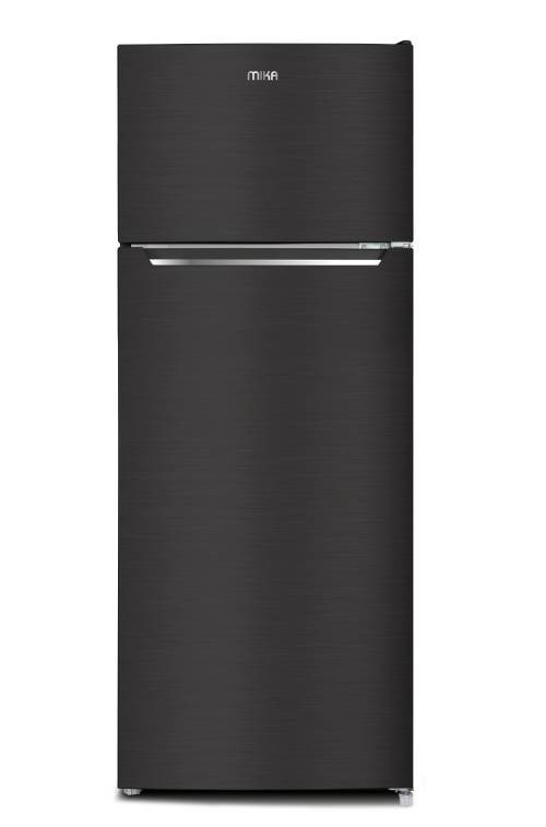 MIKA Fridge, 2 Door Top Mount Freezer Defrost, 211L, Inox Dark